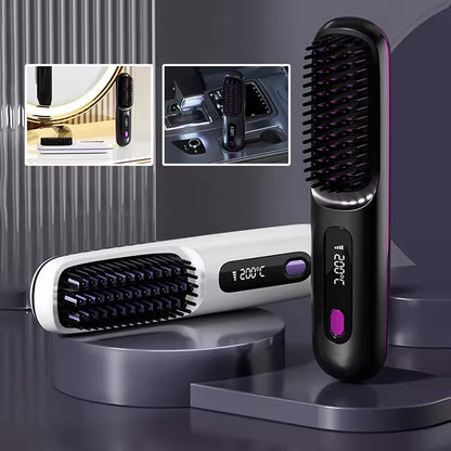 Electric hair straightener brush