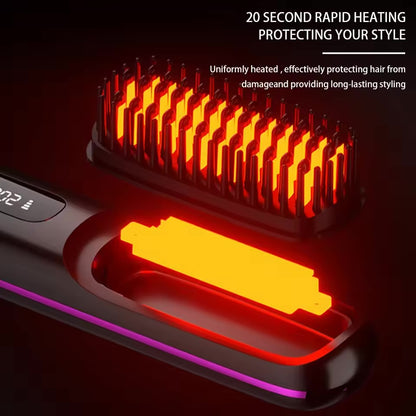 Electric hair straightener brush